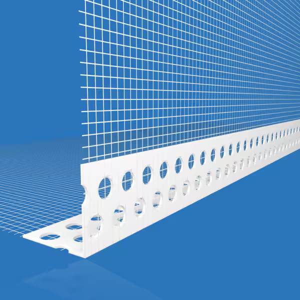 uPVC Render Corner Bead -with Mesh - No Nose 3m